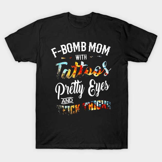 F-Bomb Mom With Tatoos T-Shirt by VectorDiariesart